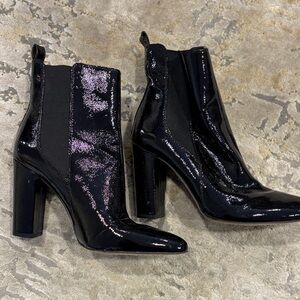 Vince Camuto Shiny patent leather Black Heeled Boots “NEW” never worn “HOT”